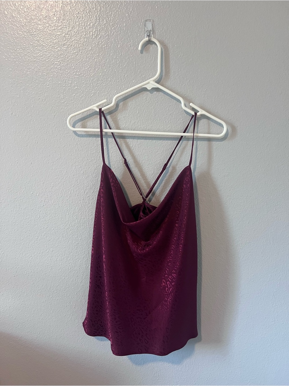 Socialite Plum Satin Cowl Neck Cami with Strappy Back